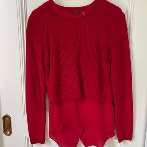 Elie Tahiti red blouse and sweater set